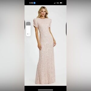 Mac Duggal Blush Pink Sequined Long Gown